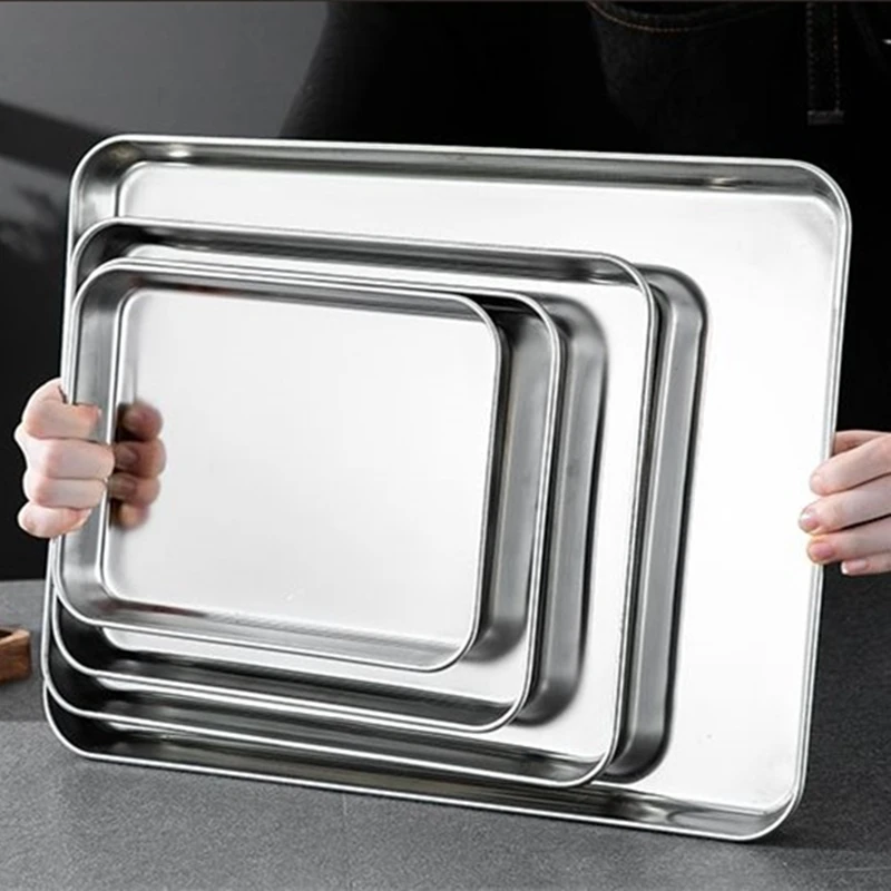 Bếp Hình Chữ Nhật Đựng Thức Ăn Giữ Phục Vụ Khay Xúc Xích Mì Quả Món Ăn Nhà Hàng Khách Sạn Kim Loại Đồ Ăn Tấm