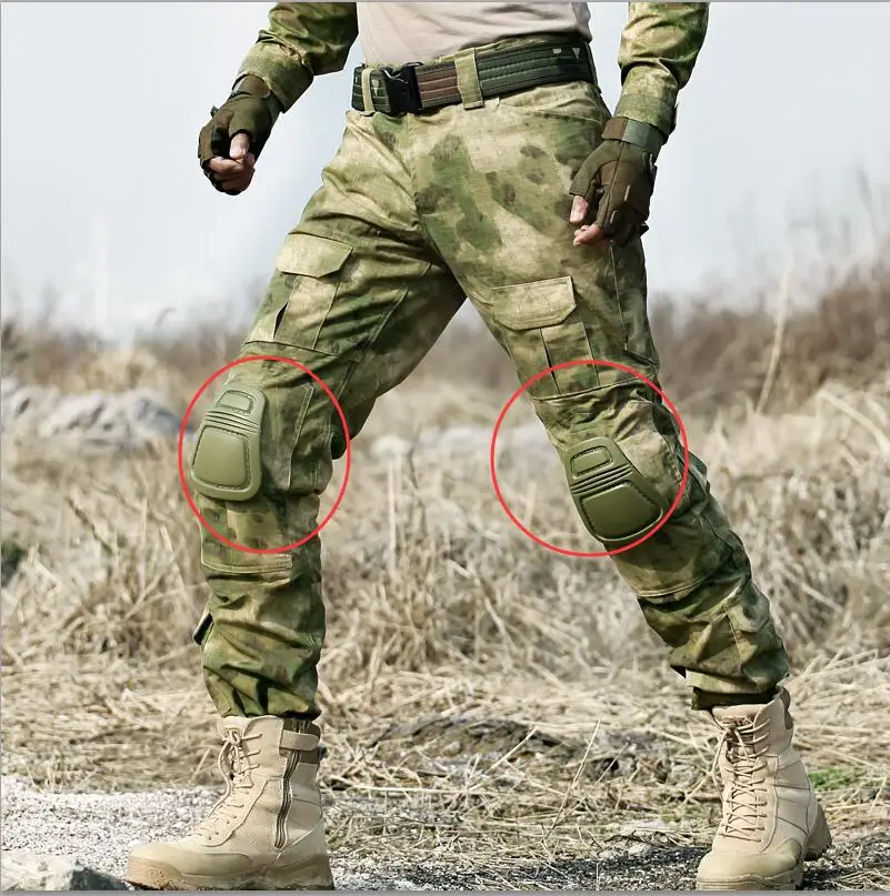HAN กบป่าชุดเข่า Pads ข้อศอก Paintball Airsoft ยุทธวิธี Kneepad Interpolated เข่า Protector ชุดเกียร์ COMBAT