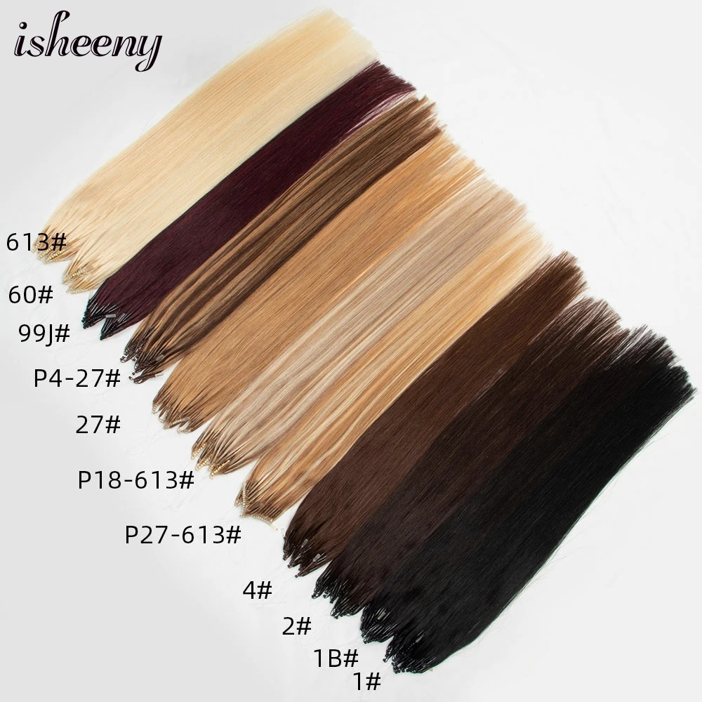 Isheeny 8d extensões de cabelo humano loira 12 "16" 20 "nano anel link extensões 0.6 g/s máquina remy humano microlink contas cabelo