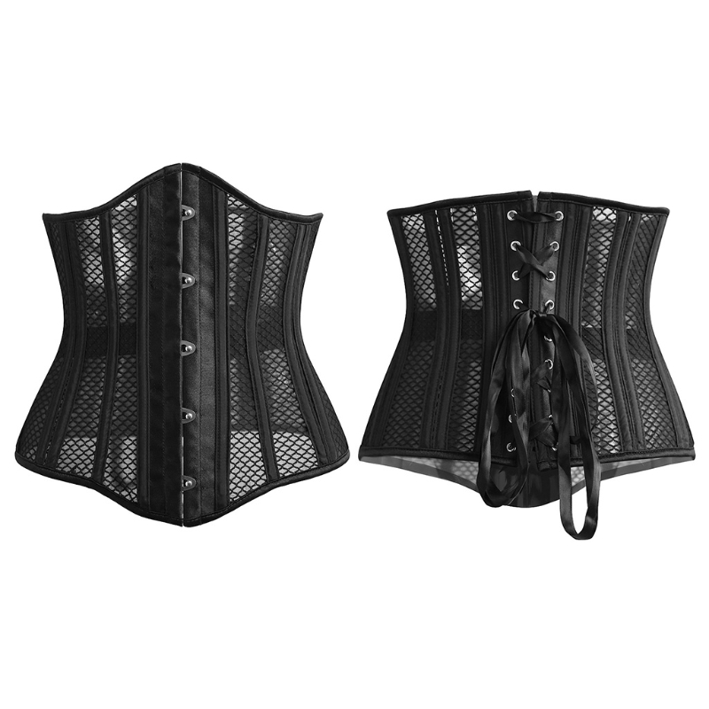 U2JF Push Up Bustier Steampunk Unterbrust Korsett Stahl Ohne Knochen Push Up Bustier Korsett Taille Shaper Shapewear Gürtel Schwarz