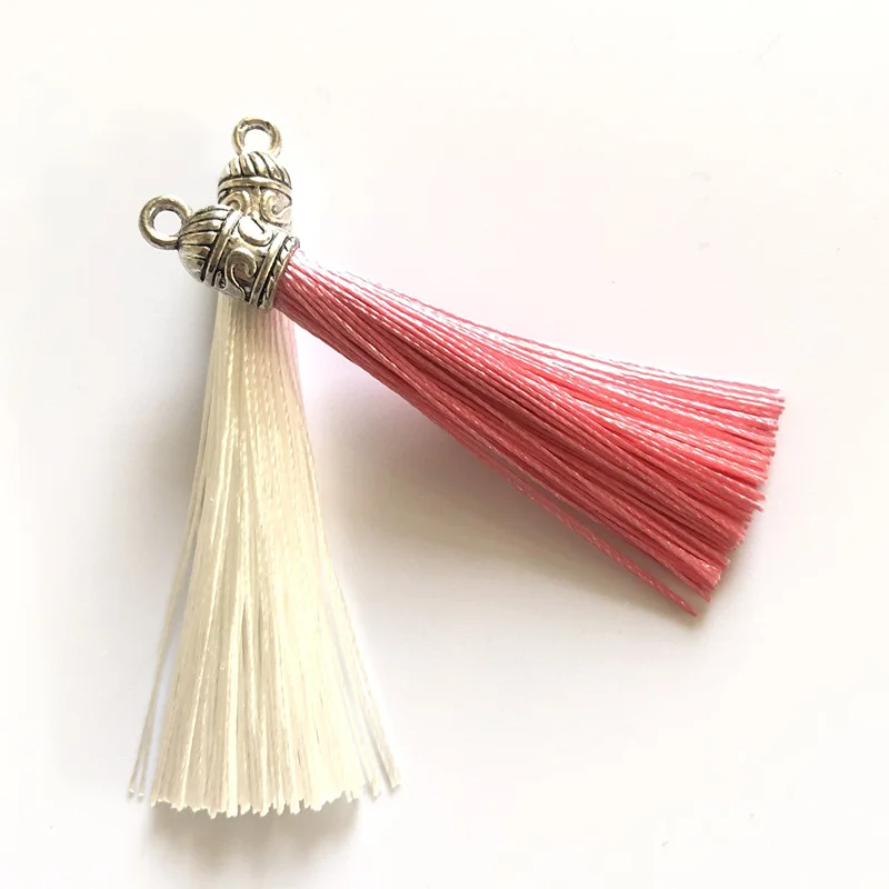 10 Chiếc Nhỏ 6Cm Lụa Tua Rua Bông Tai Mặt Dây Chuyền Vòng Tay Thủ Công Bạc Cấp Mũ Lưỡi Trai Tua Rua Chổi Tự Làm Trang Sức Làm phụ Kiện
