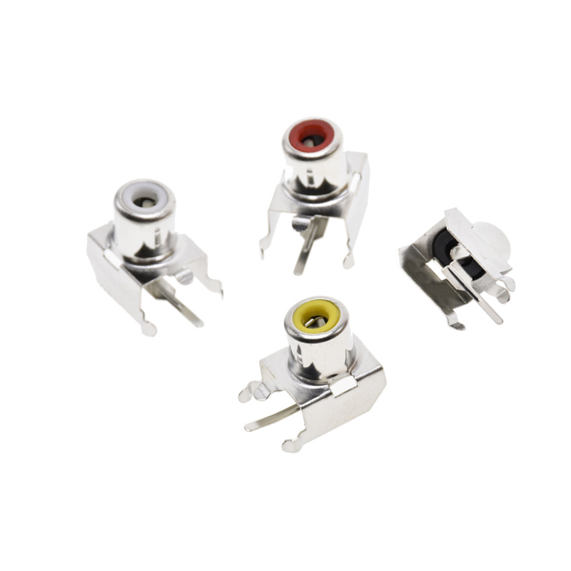 5Pcs/Lot RCA Lotus Socket Metal Seat AV-103B Red White Yellow Single Hole Lotus Connector 2PIN AV-8.4-3 RCA