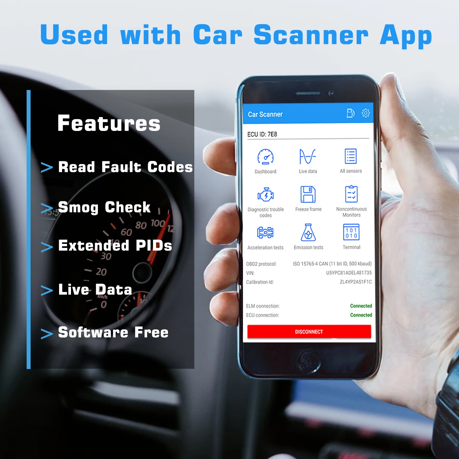 Veepeak Mini escáner Bluetooth OBD2 para Android, herramienta de escaneo de diagnóstico OBD II para coche, lector de código de luz del motor, compatible con par