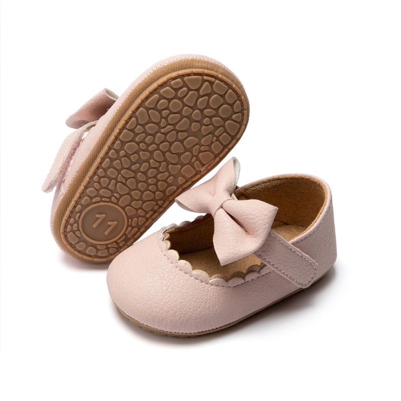KIDSUN เด็กรองเท้าสบายๆทารกเด็กวัยหัดเดิน Bowknot Non-SLIP ยางนุ่มแบน PU First Walker ทารกแรกเกิด Bow Decor Mary Janes