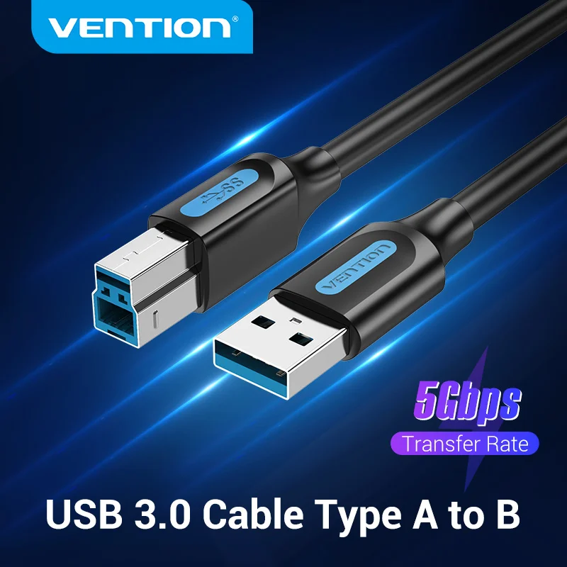 Vention Cable de impresora USB USB 3,0 tipo A macho a B Cable USB macho para Canon Epson ZJiang etiqueta USB 3,0 2,0 Cable de impresora de escáner
