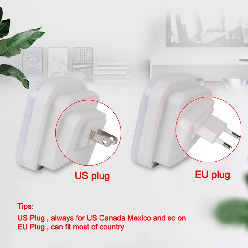 Luz LED nocturna enchufable UE EE. UU. con Sensor de iluminación, Control, ahorro de energía, luz de noche para niños, lámpara de pared para inodoro para dormitorio y hogar