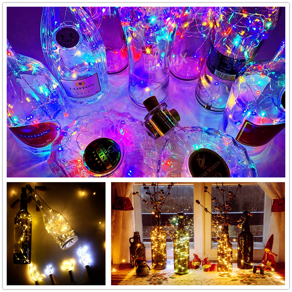 1M 2M 3M LED corcho tapa de botella de vino lámpara cadena de luz alambre de cobre luz de hadas para vacaciones Navidad fiesta decoración de boda