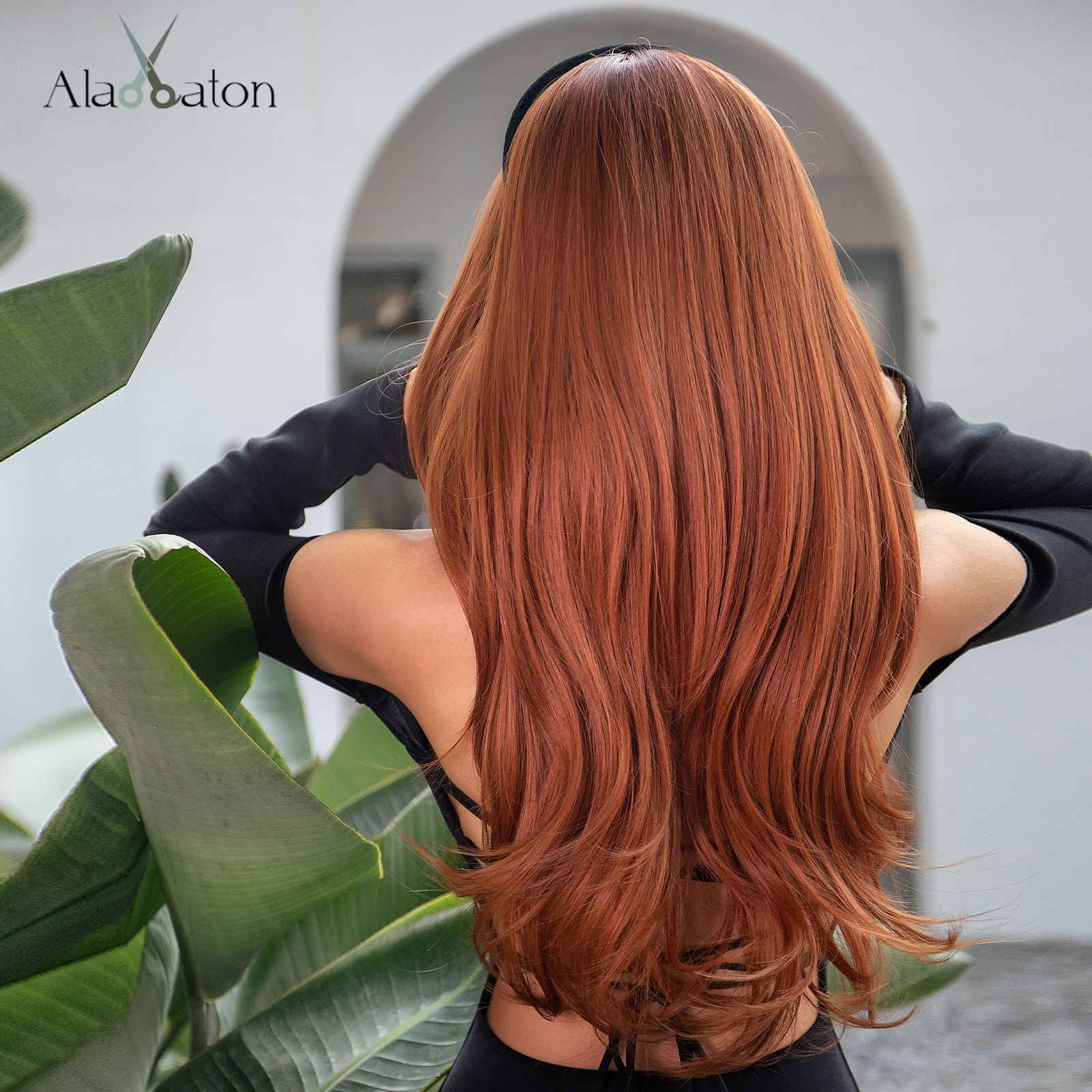 ALAN EATON Dài Thẳng Tổng Hợp Bộ Tóc Giả Dành Cho Nữ Màu Đỏ Nâu Đồng Gừng Tóc Giả Với Nổ Cosplay Hàng Ngày Đảng Chịu Nhiệt