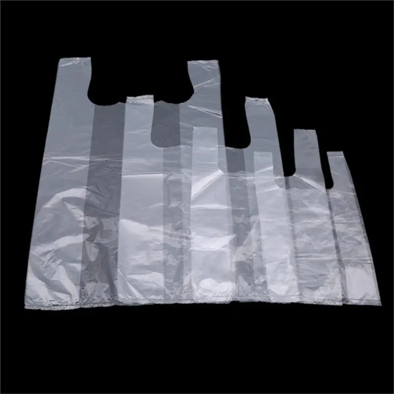 Bolsas de plástico para comida, chaleco desechable transparente para supermercado, embalaje para llevar, práctico, 100 piezas
