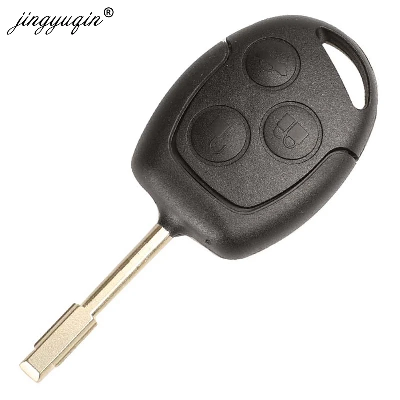 Jingyuqin carcasa de llave a distancia de coche de 3 botones para Ford Mondeo Focus 2 3 Festiva Fiesta Transit funda remota con hoja FO21 HU101