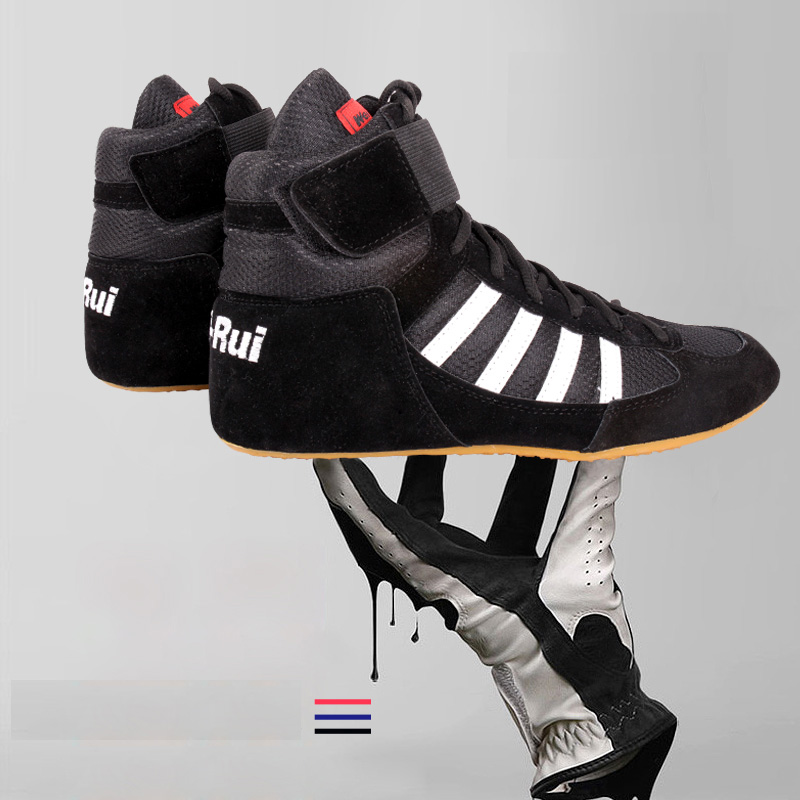 Zapatos de lucha auténticos Unisex para hombres, zapatos de entrenamiento, suela de músculo de vaca, botas con cordones, zapatillas de deporte, zapatos de boxeo profesionales