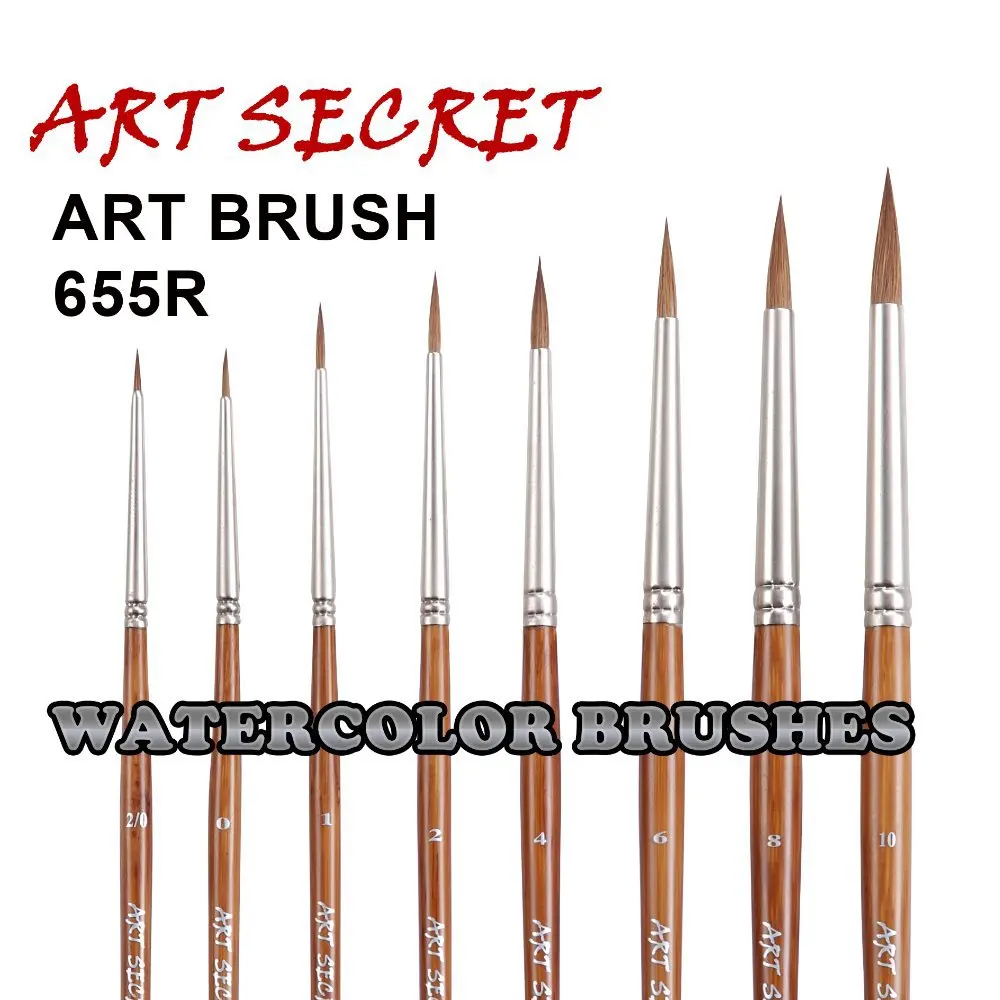 Artsecret Đầu Nhọn Cao Chất Lượng Nghệ Thuật Sơn-Bàn Chải Nguyên Chất Kolinsky Tóc Màu Nước Tự Nhiên Cần 655R Loạt Đầu Gia Cố Có Khuyết Điểm