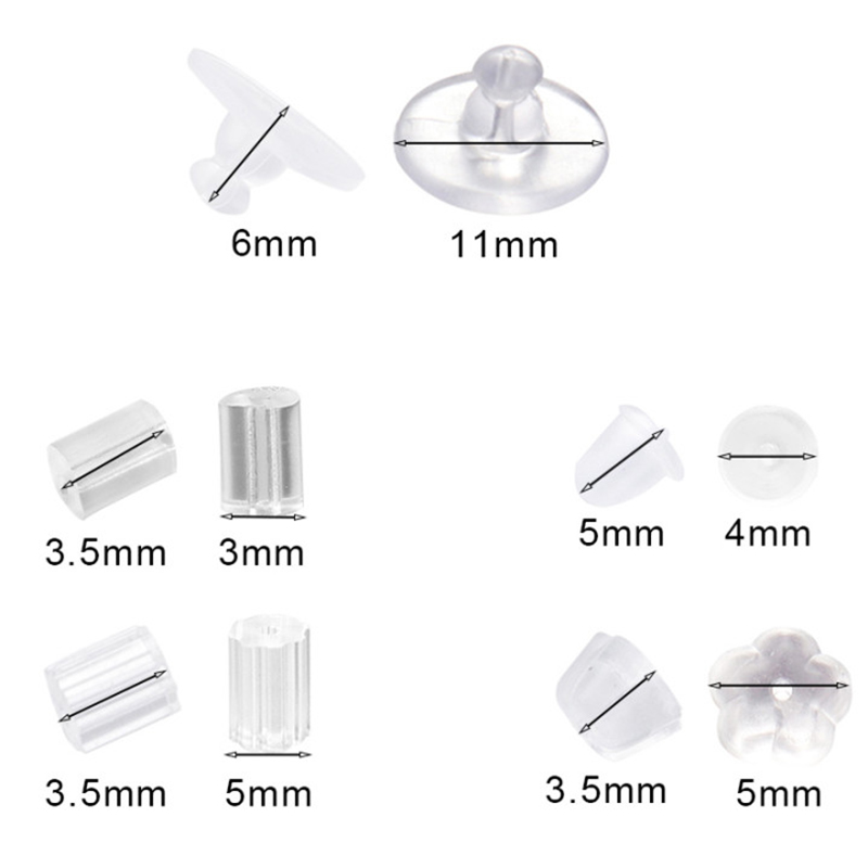 ゴムイヤリングバックシリコーンラウンド 200-2000 個耳栓ブロックキャップイヤリングバックストッパー DIY イヤリングジュエリーメイキング
