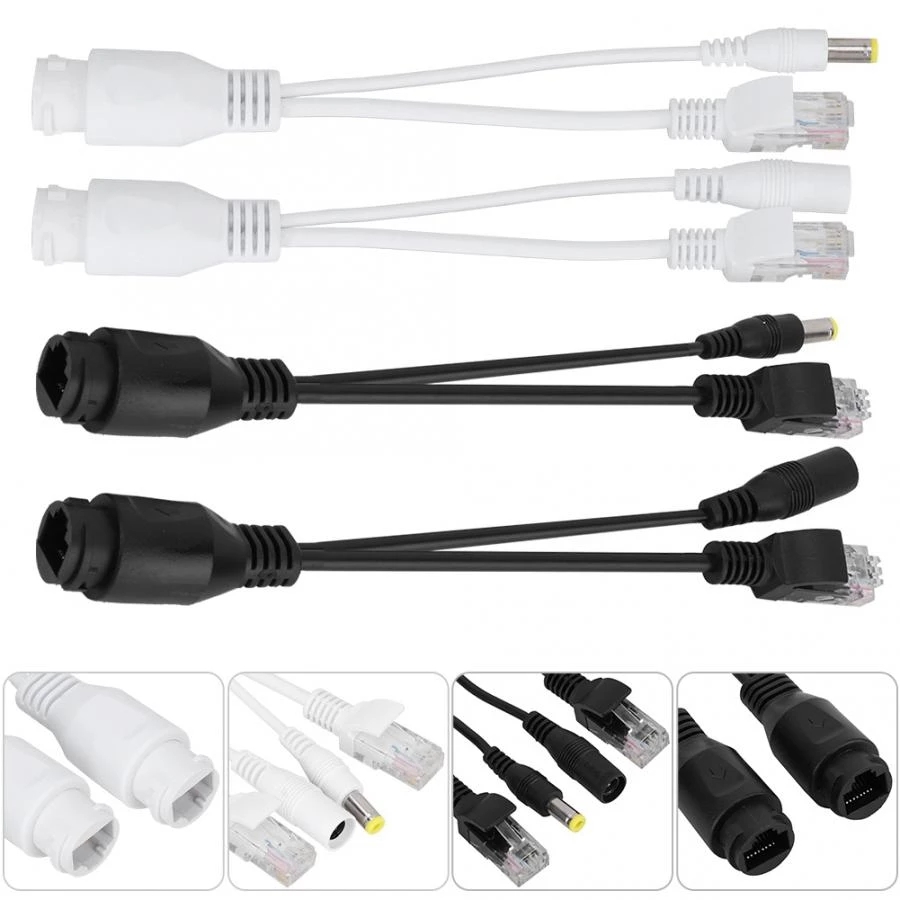 5 pares de Cable adaptador POE pasivo CCTV, inyector POE de alimentación a través de Ethernet, resistente al agua para cámara de seguridad IP