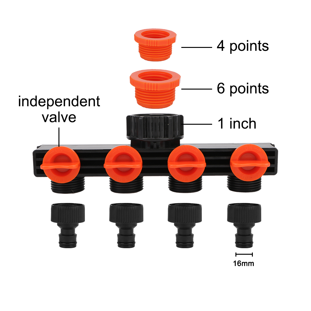 Valve Splitter 3/4" Watering Connector Distributor 4 Way Hose Splitters For Water Pipe Hose Pipe Tap Connectors
