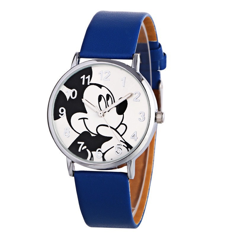 Disney Mickey Leder Quarzuhr Mickey Mouse klassische Einfachheit Kinderuhr Jungen und Mädchen Cartoon Freizeituhr