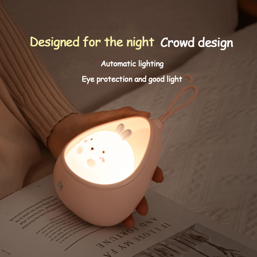 Nachtlicht mit Sensorsteuerung, niedliches Tier, menschliche Induktionslampe für Kinderzimmer, wiederaufladbare USB-Silikon-LED-Wandleuchten