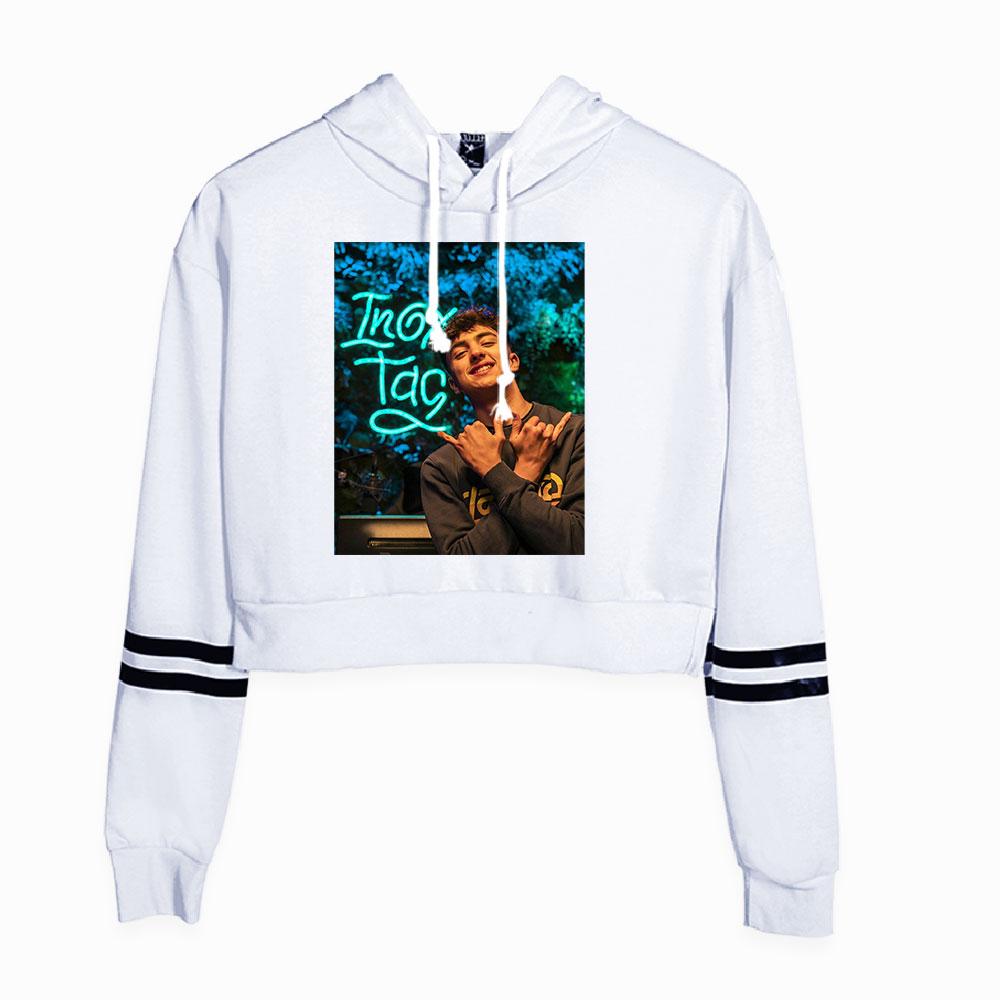 Inoxtag Hoodie Atasan Crop untuk Anak Perempuan Kaus Atasan Pendek Harajuku Atasan Pullover Lengan Panjang Hip Hop Pakaian Jalanan Wanita