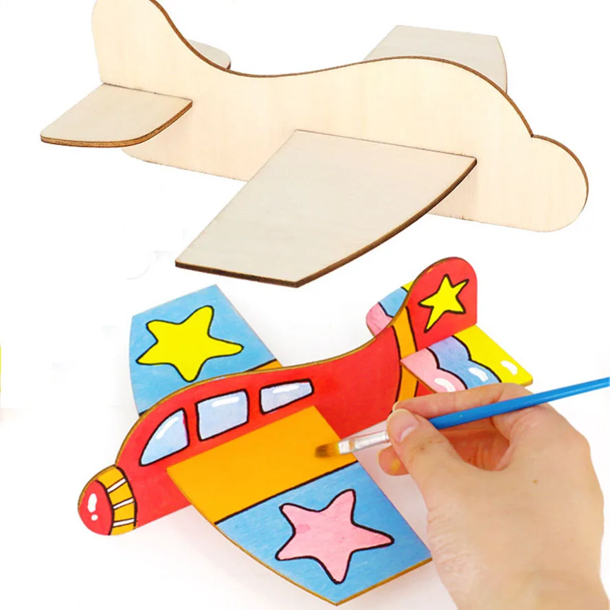 2 Chiếc Trống Gỗ Lắp Ghép Máy Bay Tự Làm Đồ Chơi Mô Hình Máy Bay Trò Chơi Vui Nhộn Tranh Graffiti Chất Liệu Nghệ Thuật Đồ Chơi Thủ Công Cho trẻ Em