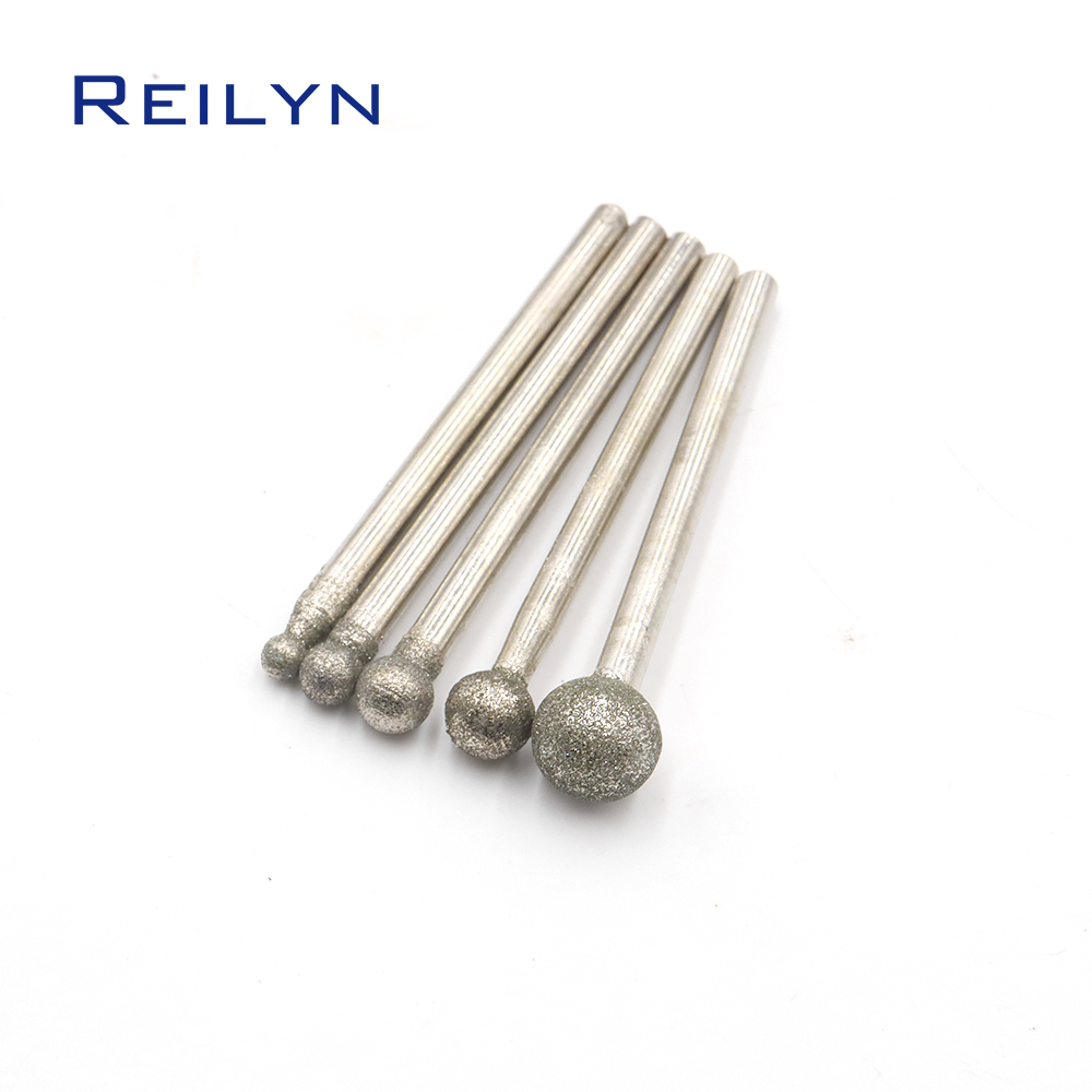 10 stücke 120 # Schaft 3mm Kugelform Diamant Bits Schleifen Grat Schleif nadel Polieren Bits 3mm/4mm/5mm/6mm/8mm/10mm