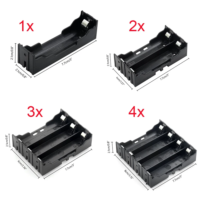 Nuevo DIY ABS 18650 fundas para banco de energía 1X 2X 3X 4X 18650 soporte de batería caja de almacenamiento 1 2 3 4 ranuras contenedor de baterías Pin duro