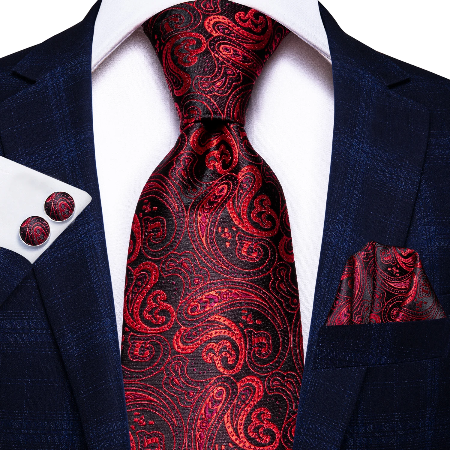 Hi-Tie Paisley Weinrot Herrenkrawatte aus 100 % Seide, 8,5 cm, Krawatten für Herren, formelle Business-Luxus-Hochzeitskrawatten, hochwertige Gravatas