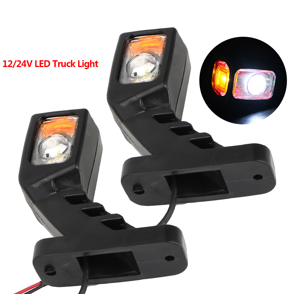 Luz LED de posición lateral de 12/24V, conjunto de luz trasera para remolque, camión, furgoneta, lámpara indicadora de camión, 2 unids/set, lámpara para camión, blanco, rojo y amarillo