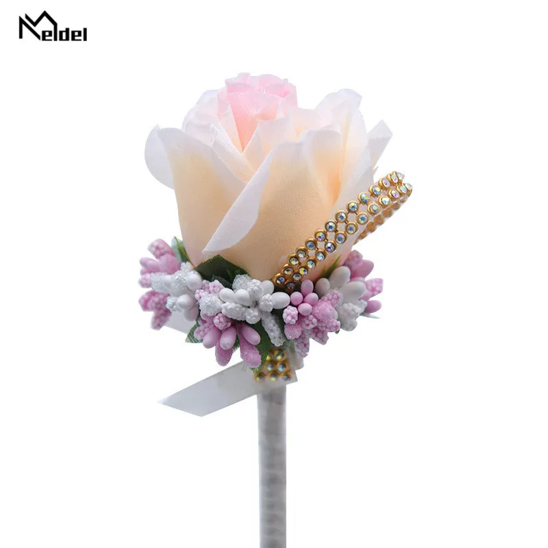 Meldel Cưới Corsages Và Boutonnieres Nhân Tạo Hoa Hồng Lụa Chú Rể Boutonniere Hoa, Dự Cúc Mariage Phụ Kiện