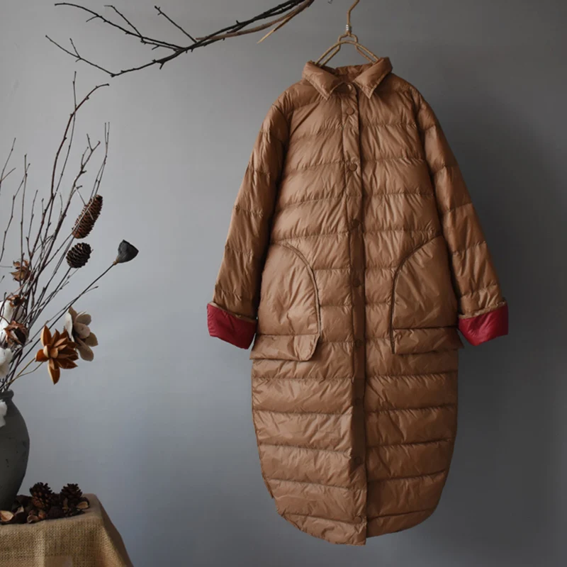 SEDUTMO Mùa Đông Dài Vịt Xuống Áo Khoác Nữ Siêu Nhẹ Mỏng Oversize Áo Khoác Mùa Thu Thon Gọn Bỏ Túi Parkas ED1470