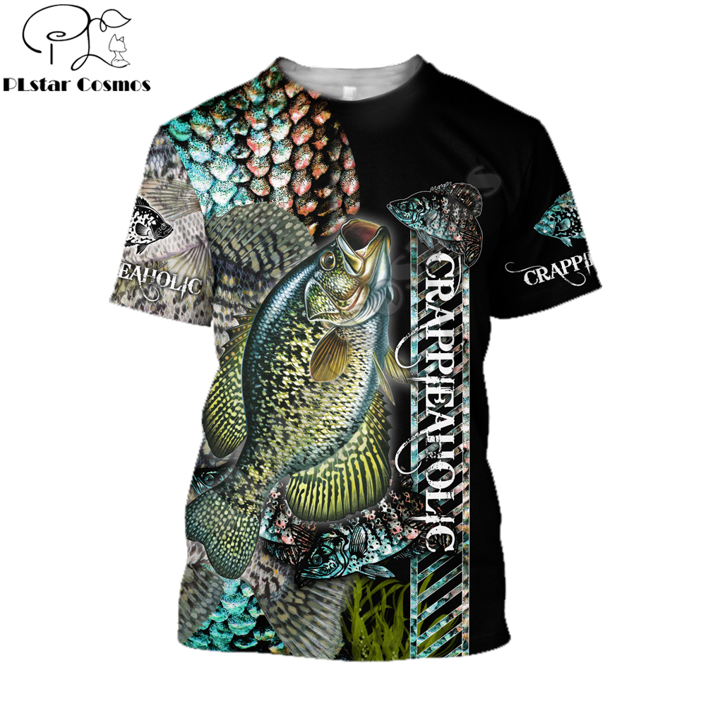 Diskon Besar Kaus Memancing Crappie Pola Camo 3D Dicetak Musim Panas Pria Leher-o Lengan Pendek Uniseks Kasual Olahraga T-shirt 13 Gaya