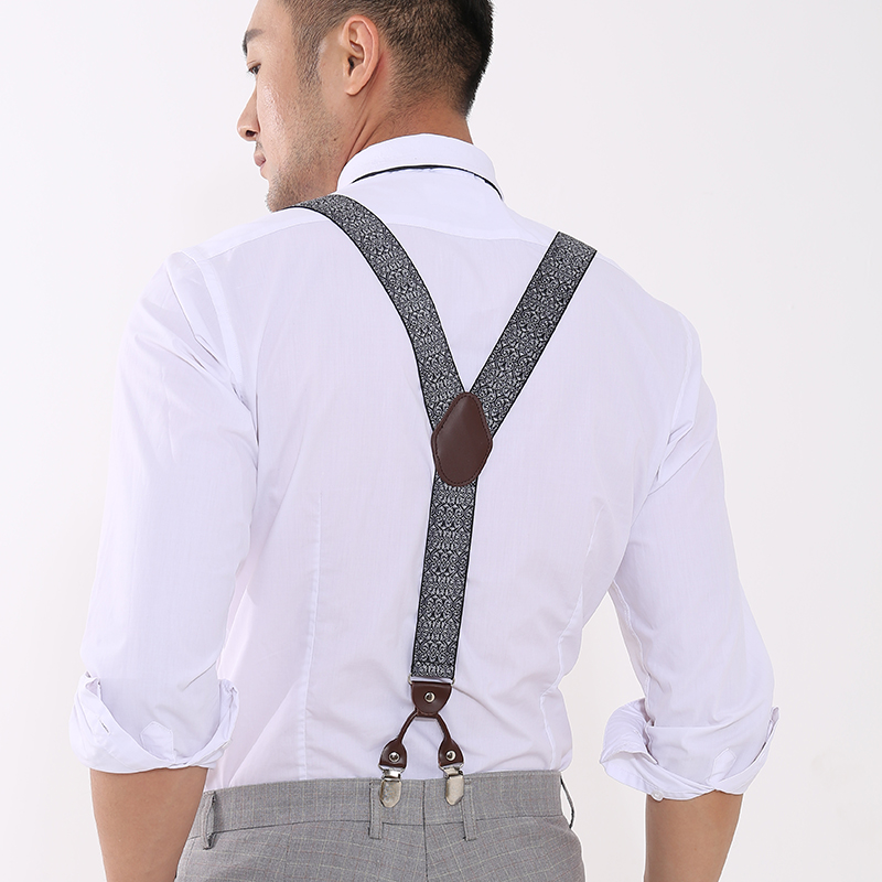 Tirantes Vintage de Cachemira para hombre, novio, padrinos de boda, fiesta, espalda en Y, 6 Clips de Metal, pantalones de esmoquin, tirantes, regalos para padre y marido