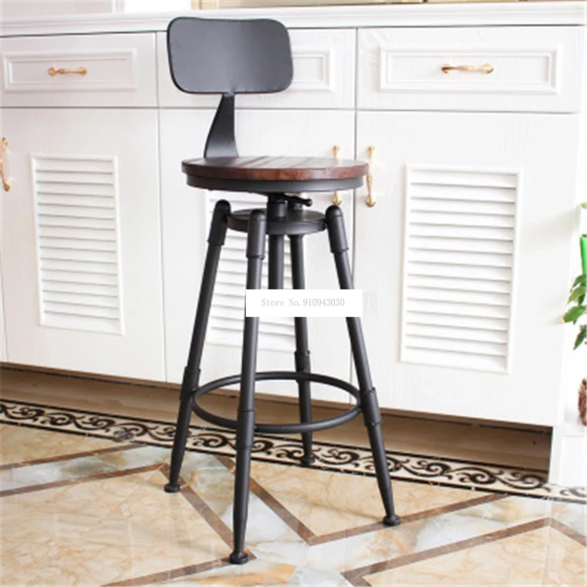 Retro Mỹ Quốc Gia Phong Cách Xoay Ghế Bar Phân Sắt Gỗ Nghệ Thuật/Mềm Đệm Cao Cấp Chân Xoay Được Liftable Thanh ghế