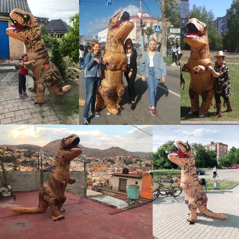 T-rex-インフレータブル恐竜の変装,子供と大人のためのダンスのためのパーティー服,ハロウィーン