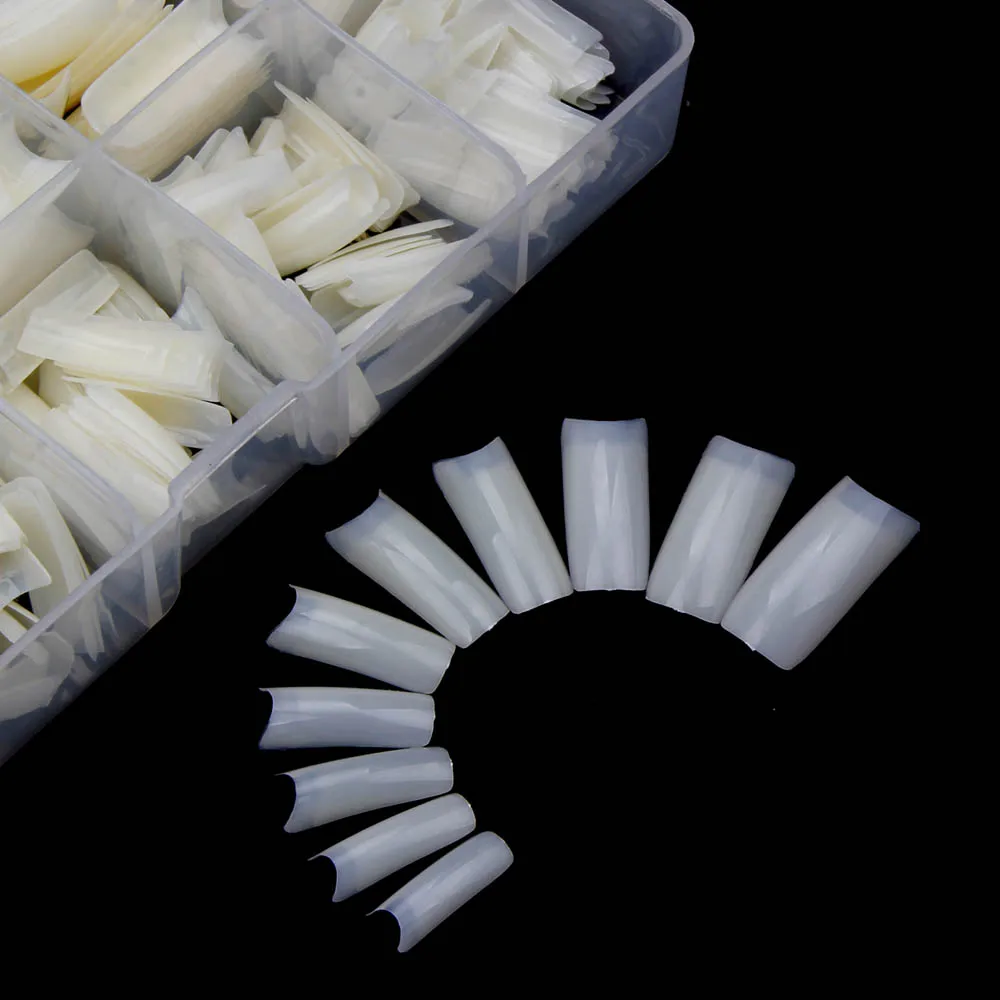 Cápsulas para uñas, 500 unidades/caja, puntas de uñas artificiales, cobertura completa, cápsulas acrílicas transparentes para uñas, manicura francesa, uñas postizas