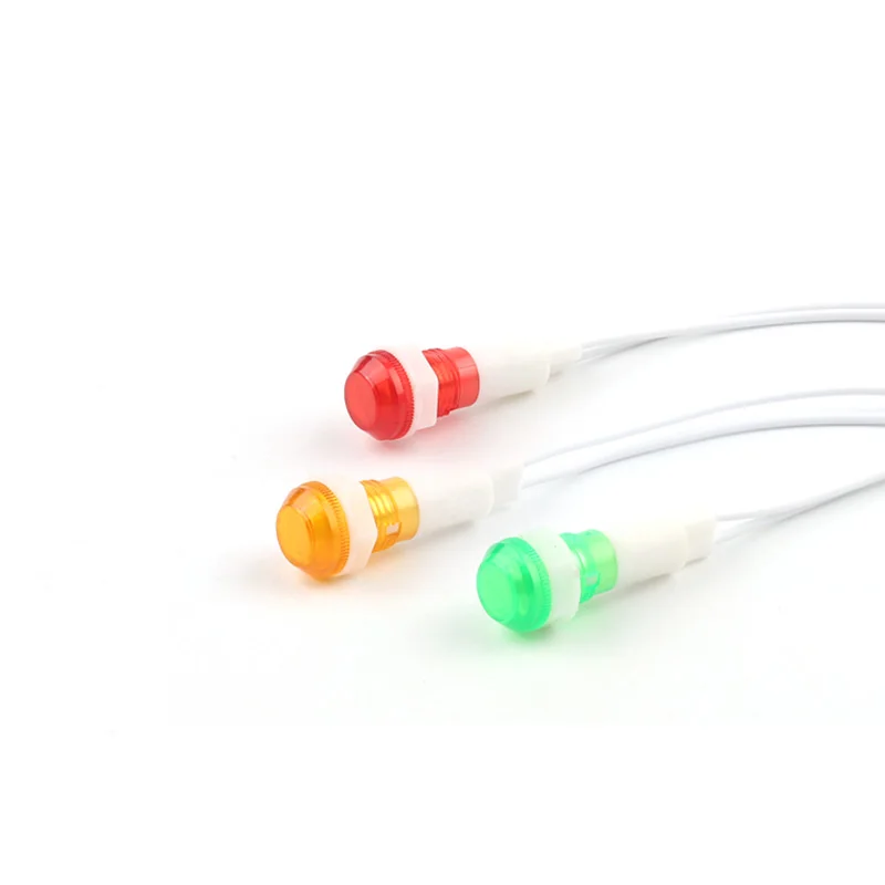 5 Chiếc Gắn Neon Chỉ Báo Tín Hiệu Đèn Bảng Xanh Đỏ Vàng Đèn 380V 220V 12V/24V DC XD 10Mm Phi Công Hướng Dẫn