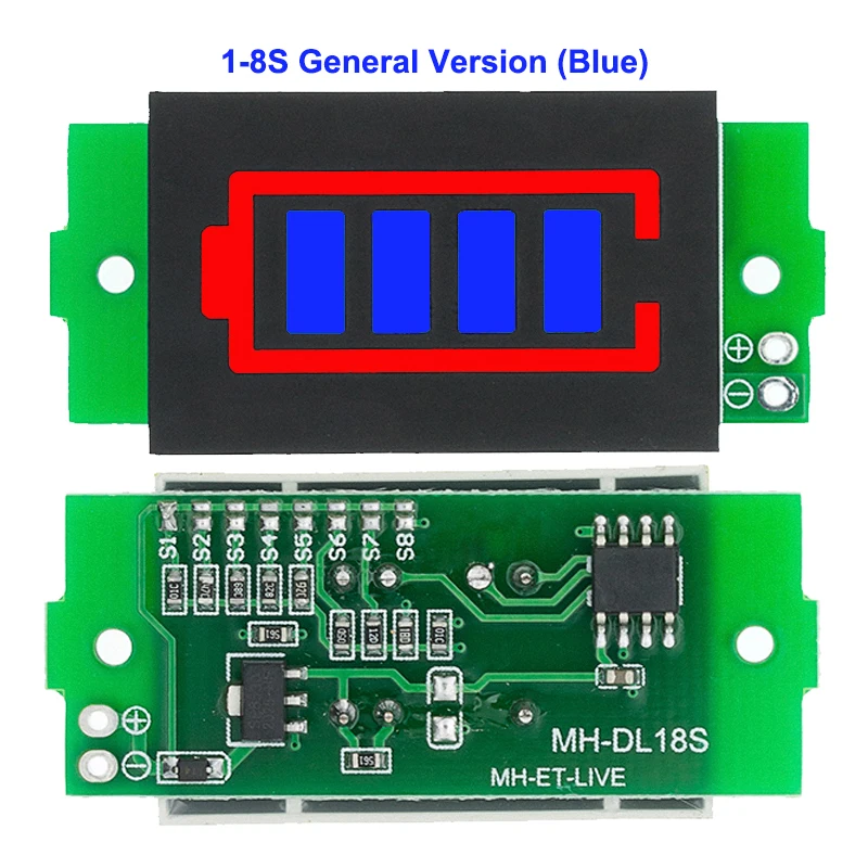 1S-4S-8S シングル 3.7V リチウム電池容量インジケーターモジュール 4.2V ブルーディスプレイ電気自動車バッテリー電力テスターリチウムイオン