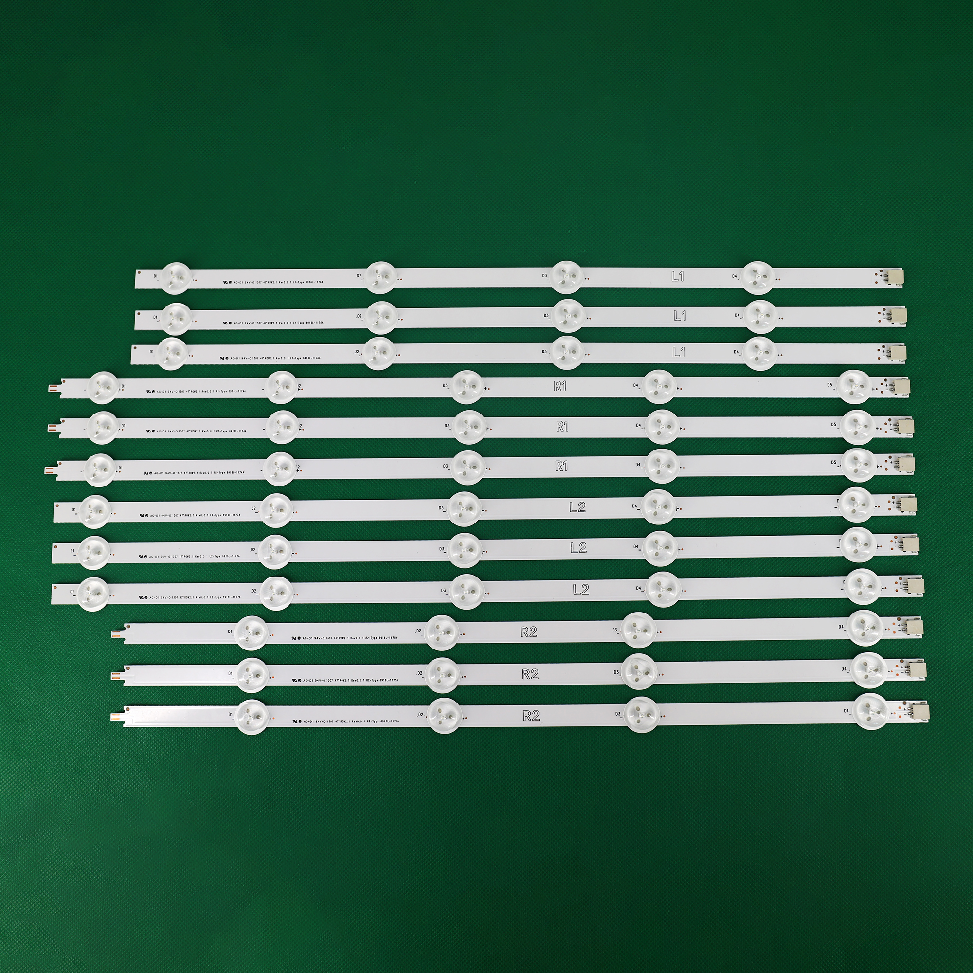Комплект из 12 Светодиодный ных лент для подсветки LG 47LN, 47LA620S, 47LN5400, 6916L-1174A, 6916L-1175A, 6916L-1176A, 6916L-1177A