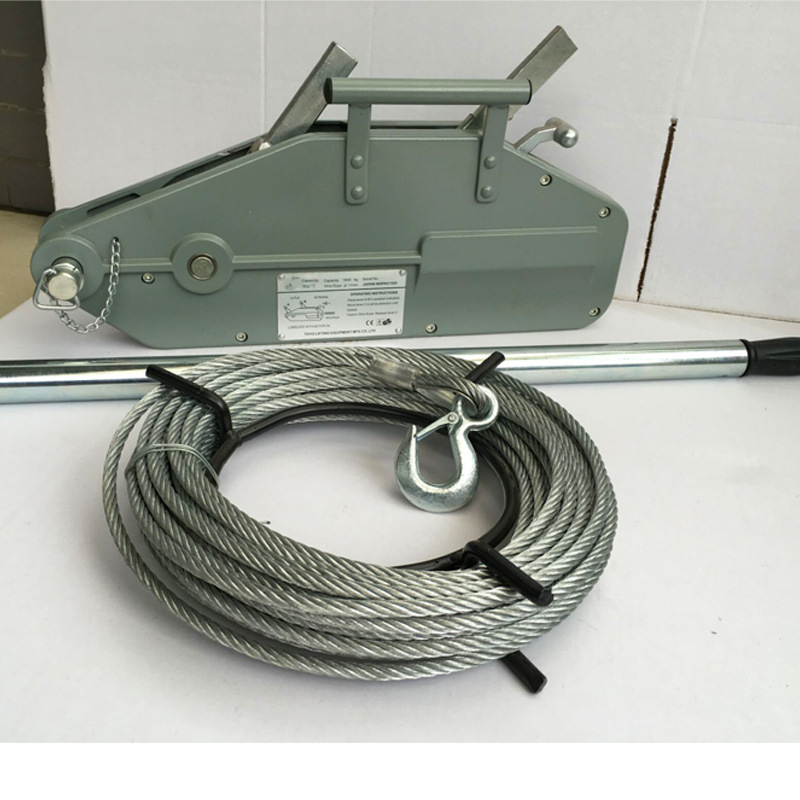 0.8T / 1.6T / 3.2T20M Traksi Lapangan Non-elektrik Aluminium Paduan Baja Tali Tangan Menarik Hoist