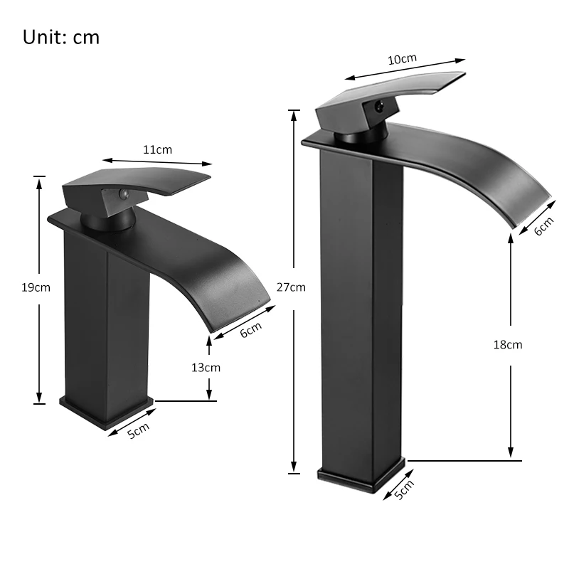 Quyanre Matte Schwarz Wasserfall Becken Wasserhahn Einzigen Griff Mixer Heißes Kaltes Wasser Becken Kran Wasserhahn Für Badezimmer Waschbecken Mischbatterie