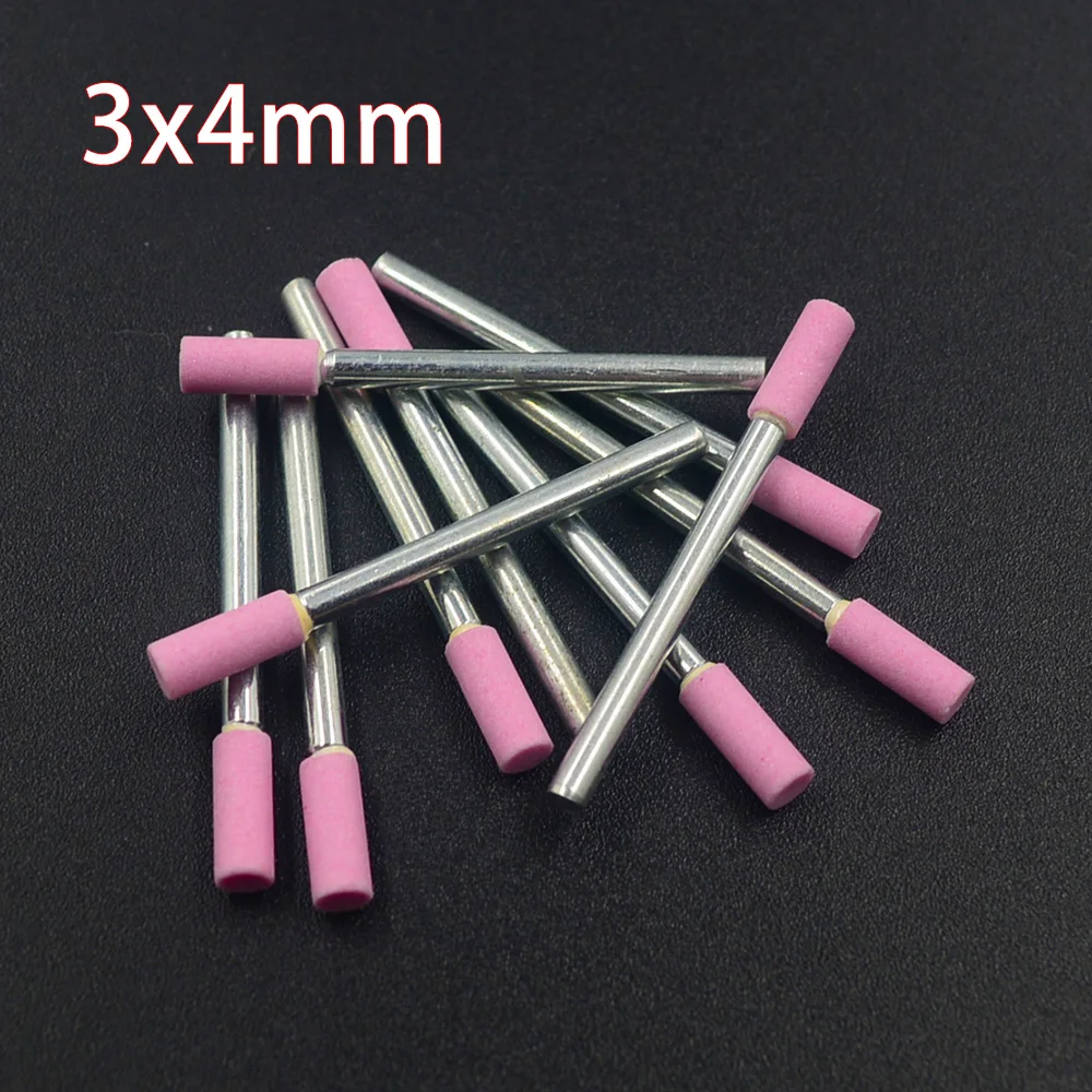 10 ชิ้น 3 มิลลิเมตรเพลาติดตั้งหัวเจียรเซรามิกขัดล้อขัด Dremel โรตารีเครื่องมือกระบอกสีชมพู