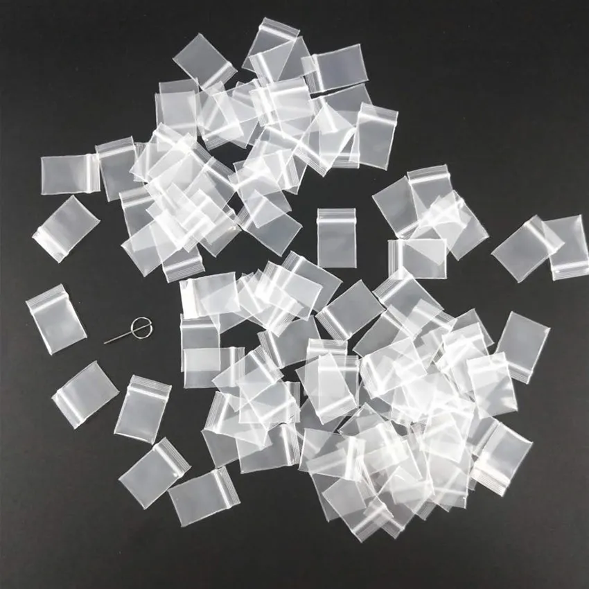 TETP 100 Chiếc 20 Dây Mini Trong Suốt Ziplock Túi Nhựa Nhỏ Trang Sức Bán Lẻ Phụ Kiện Bảo Quản Bao Bì Tiếp Liệu Reclosable Làm Dày