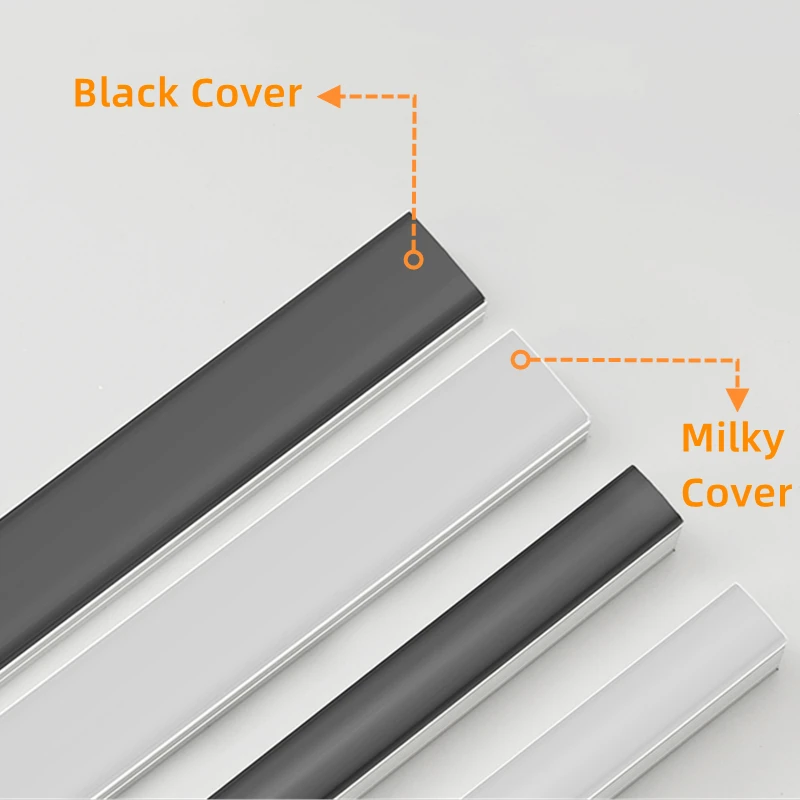 Profilo in alluminio a LED nero U/W/V con copertura per PC lattea armadio da cucina lampada per armadio striscia LED mensola luce canale diffusore
