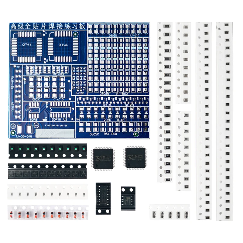 1kit SMT SMD componente tablero de práctica de soldadura Kit DIY resitor diodo Transistor por inicio aprendizaje electrónico