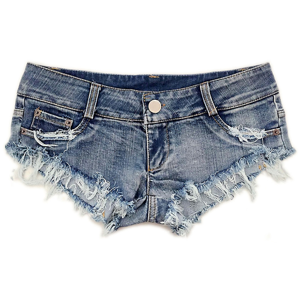 Thấp Short Thắt Eo Nóng Mini Quần Jean Múa Cột Thông Thanh Quần Short Micro Thể Thao Denim Bãi Biển Cổ Nữ