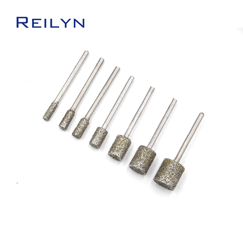 20 Stück/Set # 60-Zylinder grobkörniger Diamant-Schleifgrat, Stein, Arbeiten, Polieren, Schälbits, Diamant-Schleifpunkt