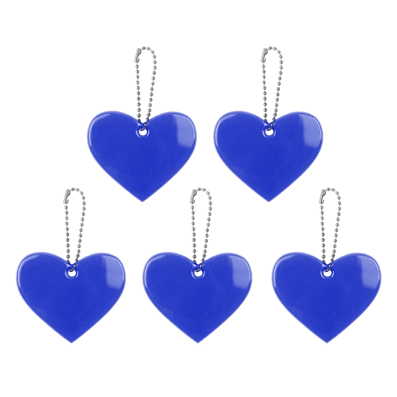 5Pcs Cute Heart Shape Reflective Keychain Bag Pendant Accessories Doft PVC Reflector Keyrings For Visible Safety