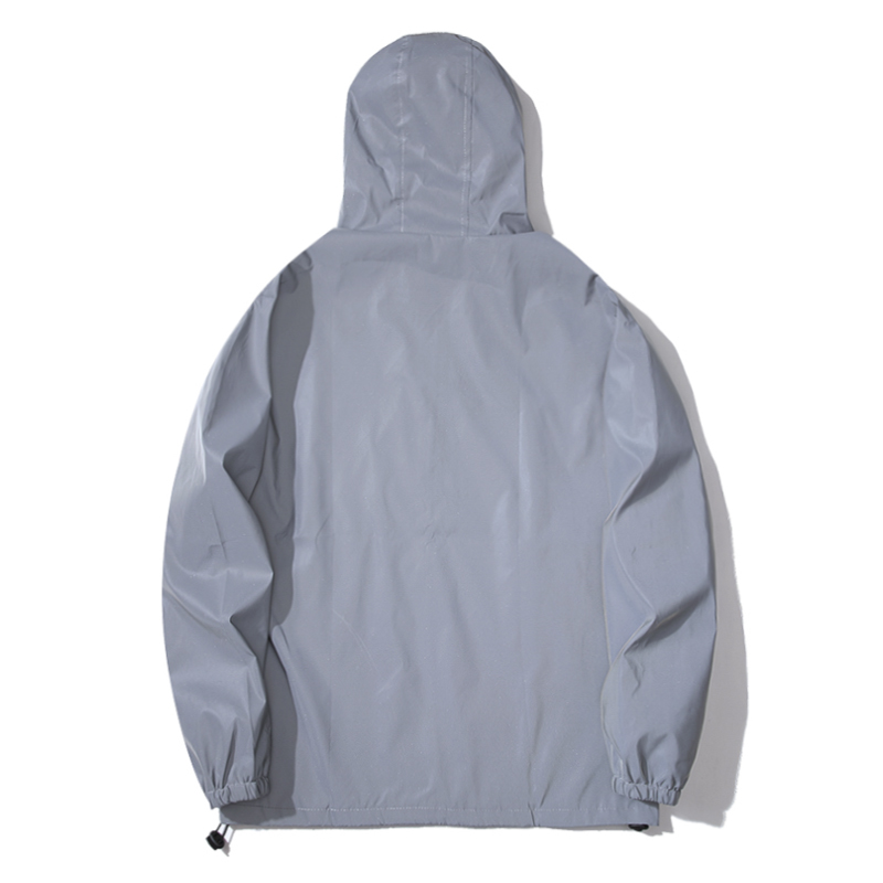 Chaquetas reflectantes de noche de NUEVA TAMAÑO, cortavientos de doble tela, chaqueta con capucha para hombres, abrigos impermeables con cremallera para bailarina de Hip Hop, prendas de vestir