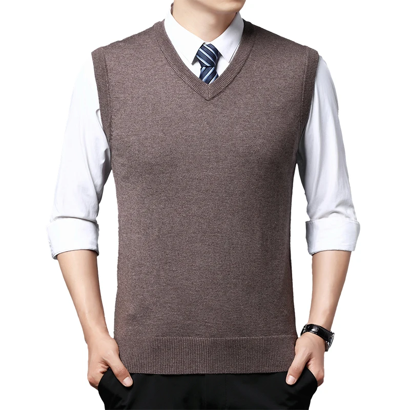 JOHMUVVE ใหม่ผู้ชาย V คอเสื้อกั๊กแนวโน้ม Retro สีทึบเสื้อกั๊ก All-Match Casual ธุรกิจทํางานถักเสื้อกั๊กผู้ชายฤดูใบไม้ร่วง