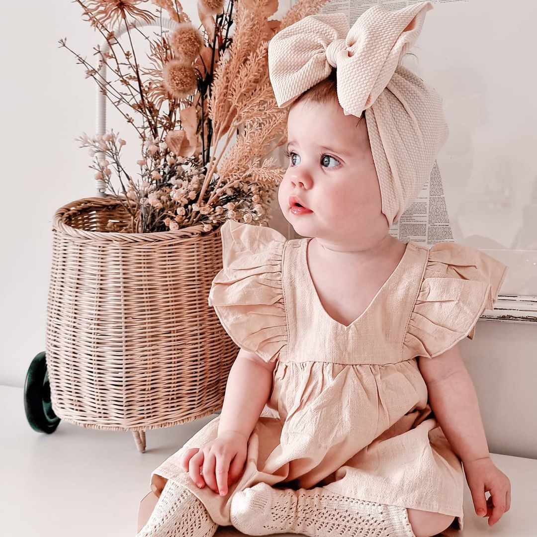 Solid เด็กแถบคาดศีรษะปรับ Big Bowknot ผม Band Oversize Turban ทารกแรกเกิด Headwear สําหรับเด็กทารกแฟชั่นอุปกรณ์เสริมผม