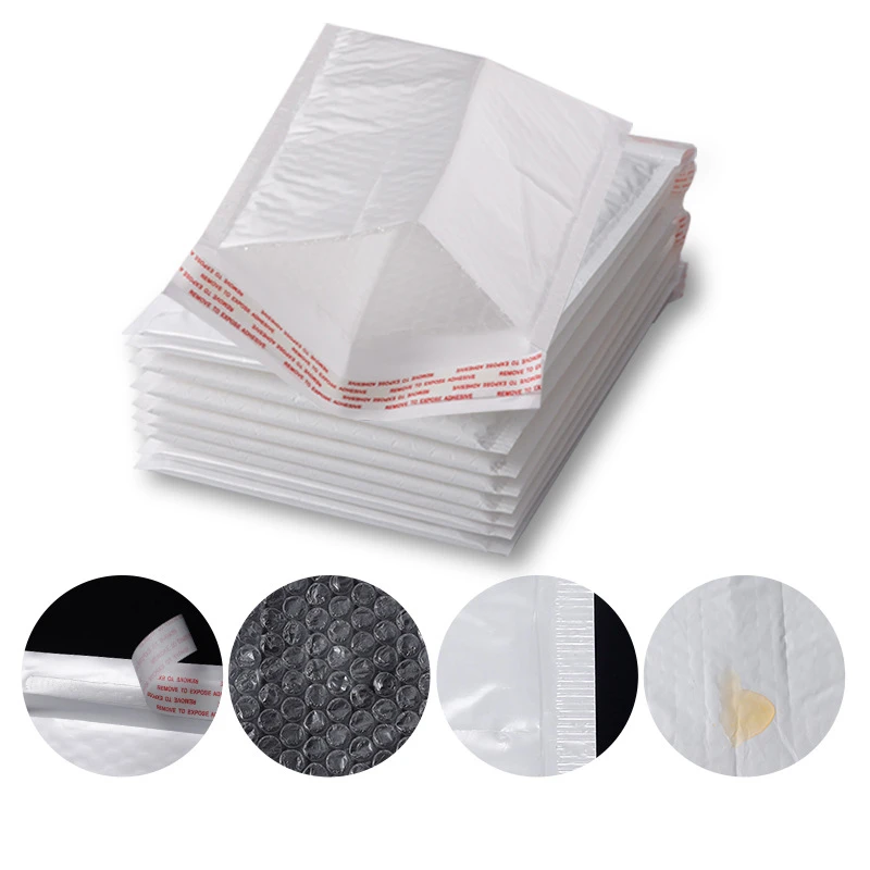 10 Chiếc Bong Bóng Túi Xách Bao Thư Trắng Bong Bóng PolyMailer Tự Cói Gửi Thư Túi Đệm Bao Thư Cho Tạp Chí Lót Mailer